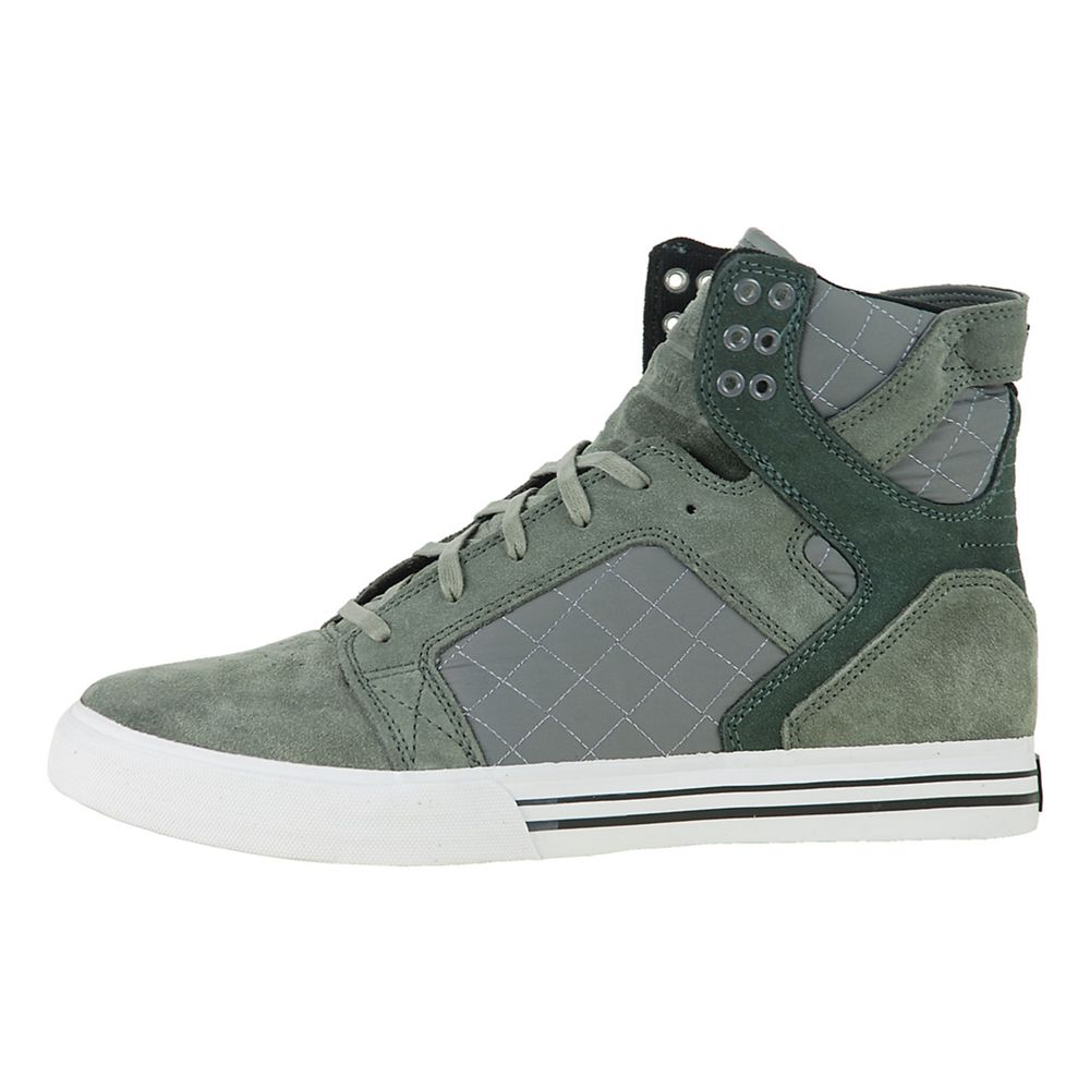 Baskets Montantes Supra SkyTop Grise Vert Grey Suede/Nylon Homme | QKY-63424670